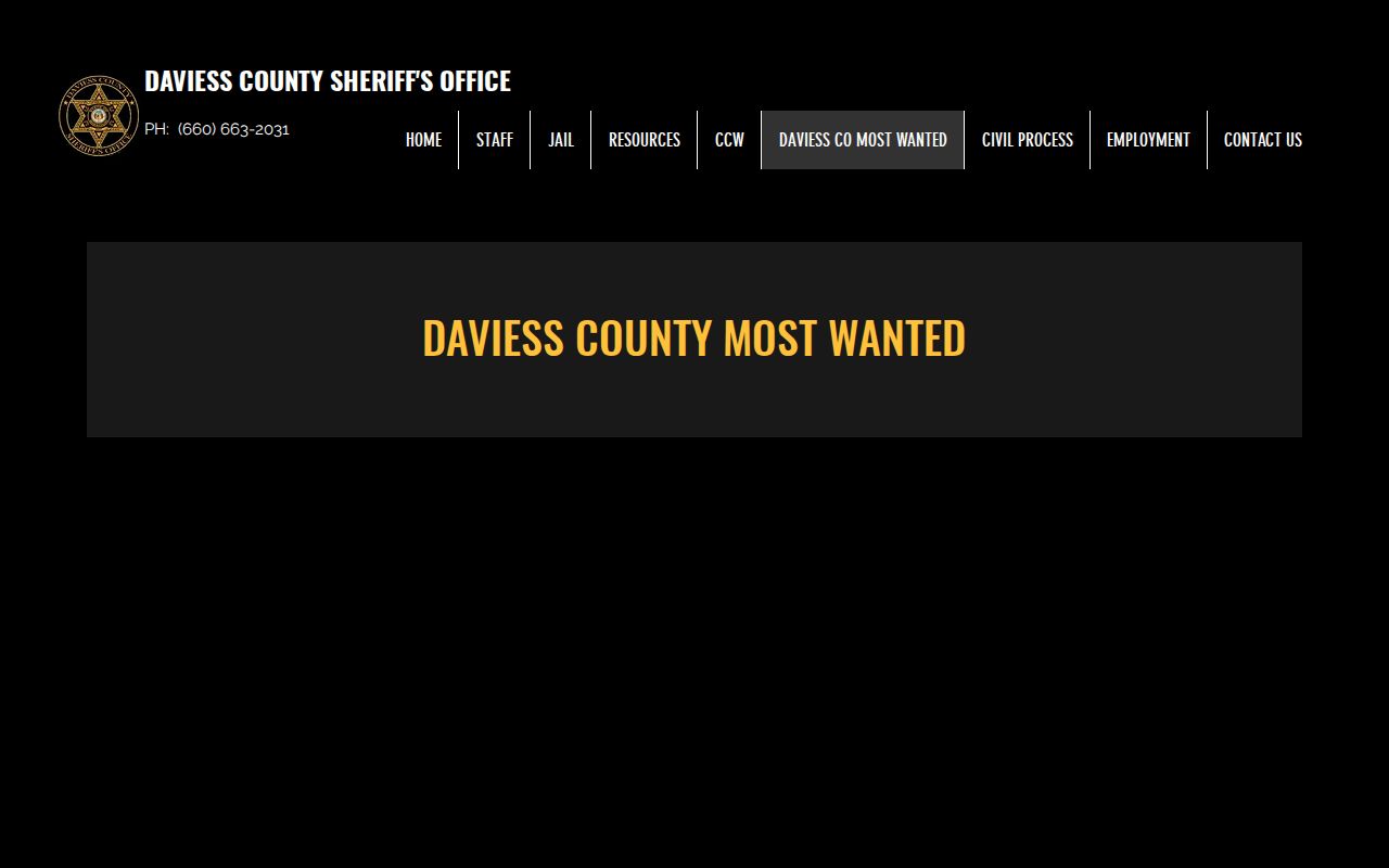 Daviess County Most Wanted program heading